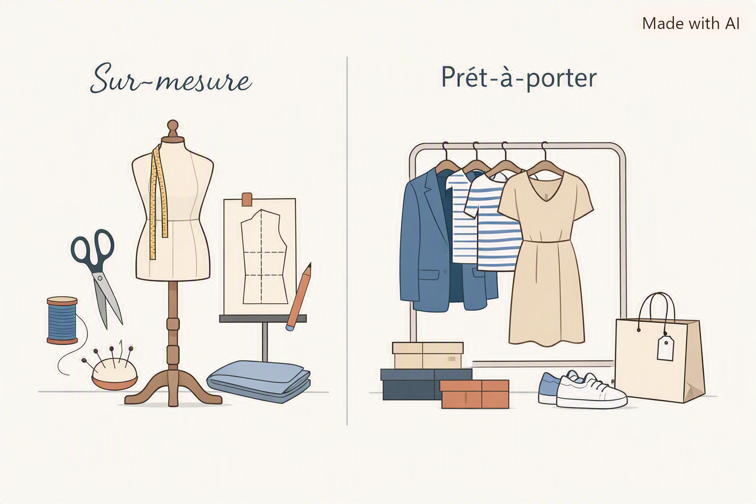 Illustration pour Prêt-à-porter et sur-mesure